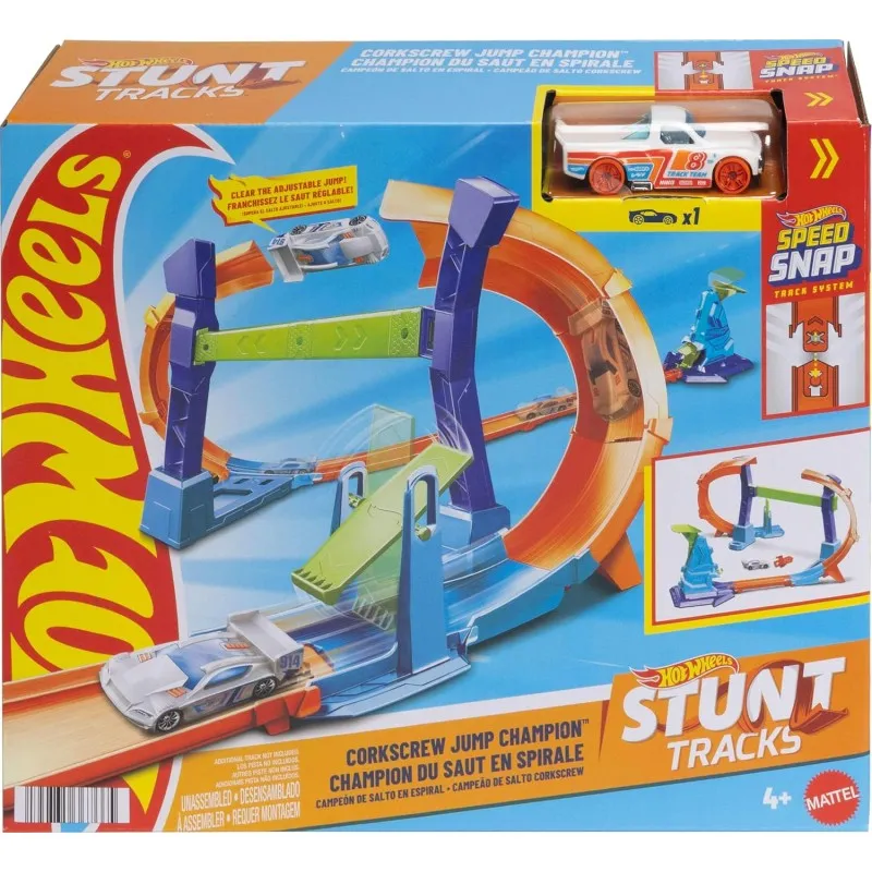 Mattel Hot Wheels - Stunt Tracks, Corkscrew Jump Champion JLM91 (JLM90)