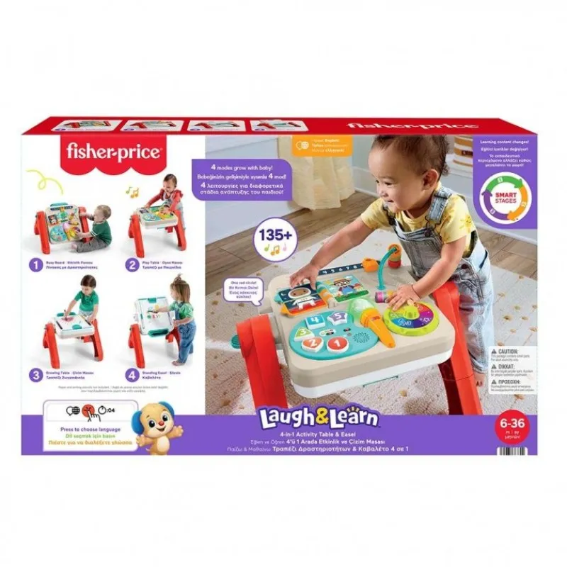 Fisher Price - Laugh & Learn, Smart Stages Εκπαιδευτικό Τραπέζι-Πίνακας 4 Σε 1 JLM96