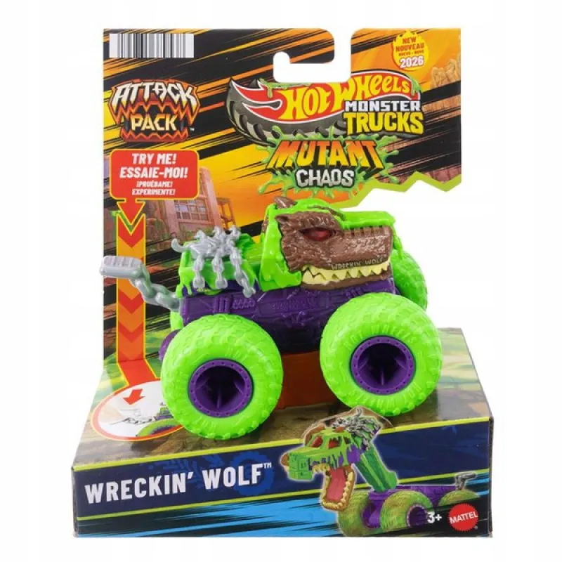 Mattel Hot Wheels - Monster Trucks, Attack Pack, Wreckin Wolf JML00 (JMK92)