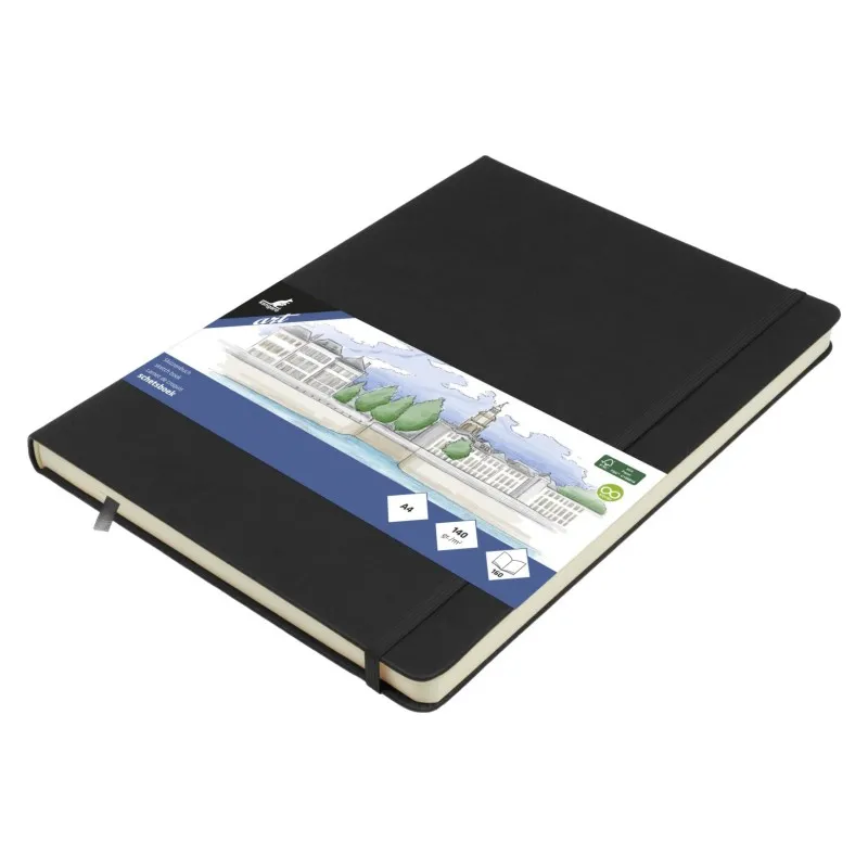 Kangaro - Sketchbook Με Σκληρό Εξώφυλλο Και Λάστιχο, Black A4 80 Φύλλα K-861240