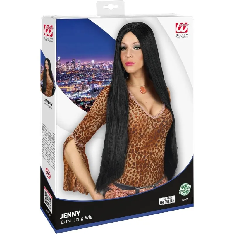 Funny Fashion - Περούκα Μαύρη Jenny Deluxe Extra Long L0959