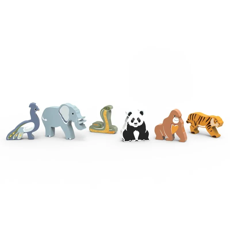 Speedy Monkey - Ξύλινες Φιγούρες “Ζώα Του Κόσμου – Ασία” 10×7,4×0,2 cm SP6052