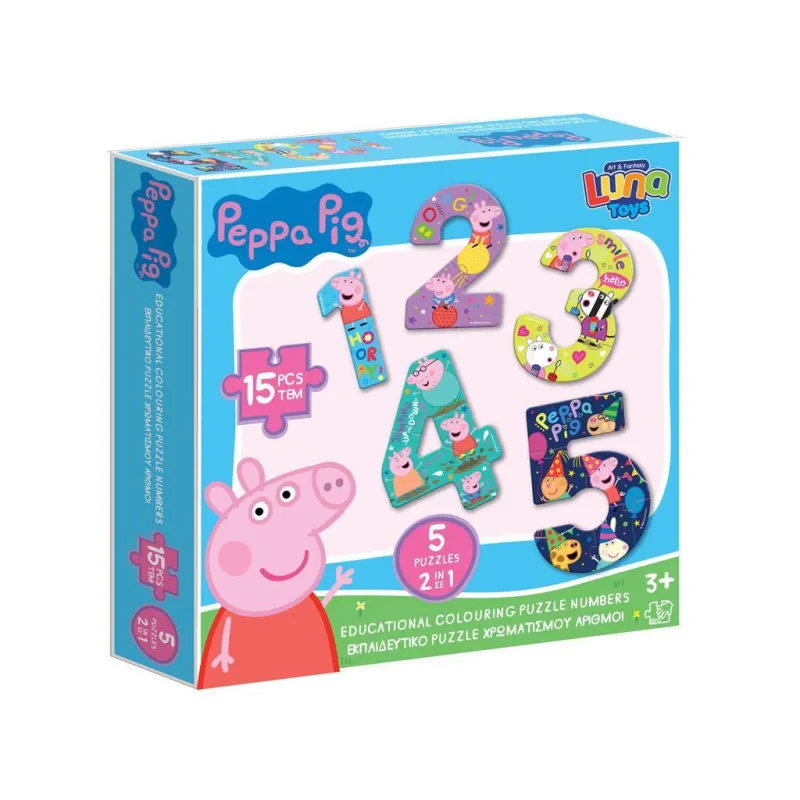 Luna – Εκπαιδευτικό Παζλ Χρωματισμού 1-5 με την Peppa Pig 482781