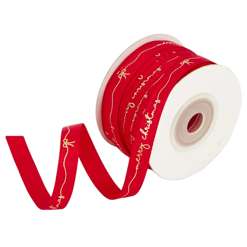 Kyriacou - Κορδέλα Gros 10mmX20M, Merry Christmas, Red/Gold CHRY2501-X10X20-7080XX