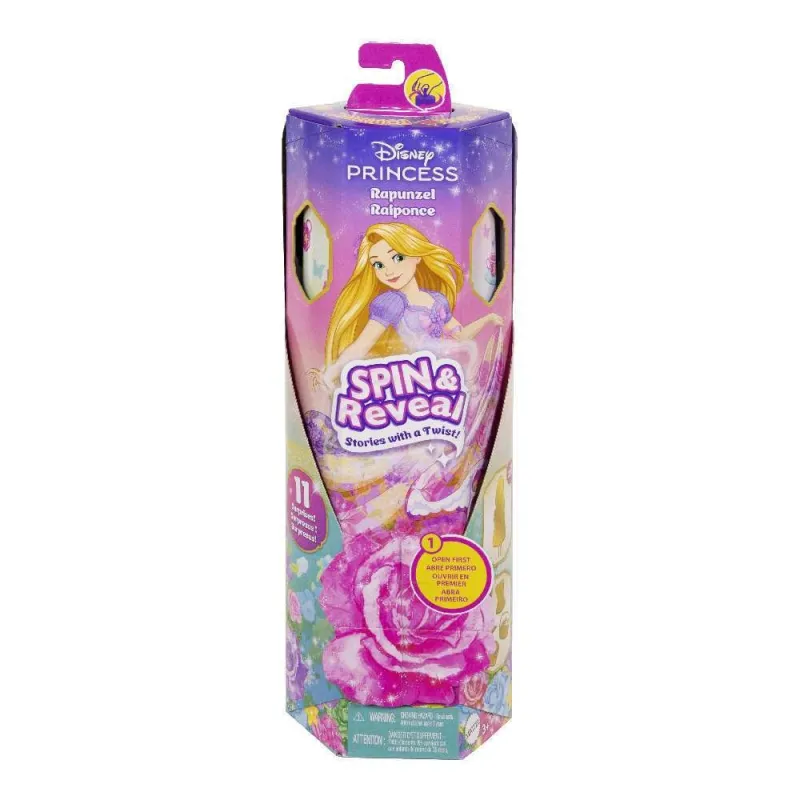 Mattel Barbie - Disney Princess Spin & Reveal Κούκλα Ραπουνζέλ με 11 Εκπλήξεις HTV86 (HTV84)