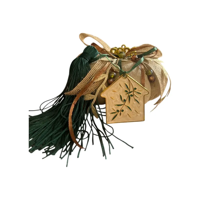 Adorex - Γούρι Υφασμάτινη Κολοκύθα Με Σπίτι Με Σμάλτο EG-20047