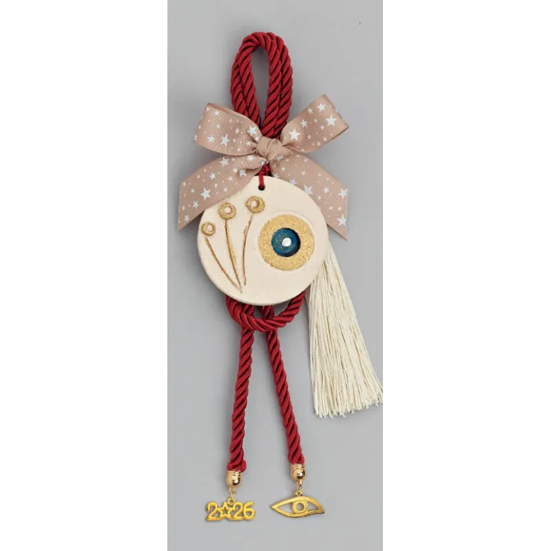 Adorex - Γούρι Με Κεραμικό Μάτι Με Λουλούδια EG-21026