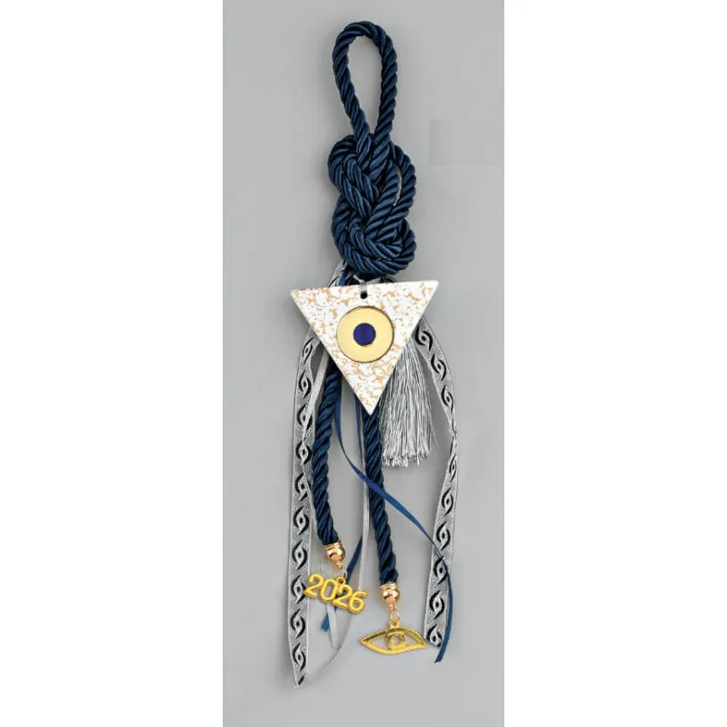 Adorex - Γούρι Με Κεραμικό Τρίγωνο Με Μάτι Λευκό EG-22254