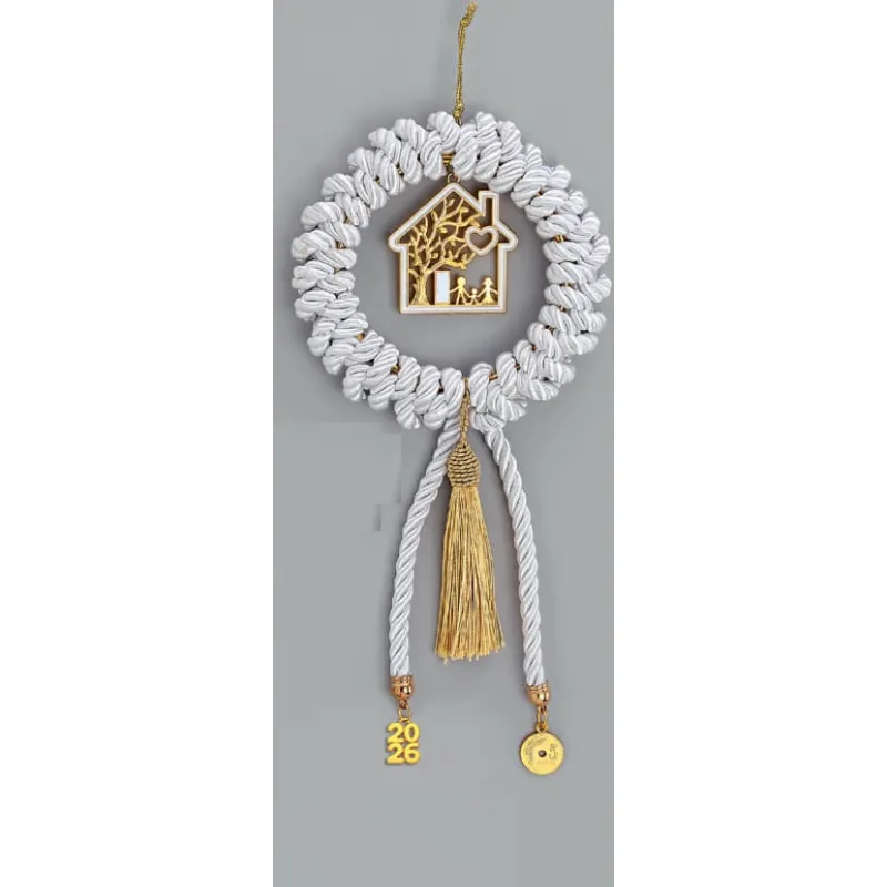 Adorex - Κρεμαστό Γούρι Στεφάνι Με Σπίτι Με Οικογένεια EG-23260