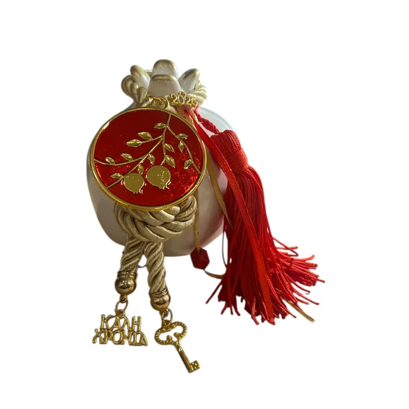 Adorex - Γούρι Κεραμικό Ρόδι Με Στρογγυλό Διακοσμητικό Με Ρόδια EG-23392