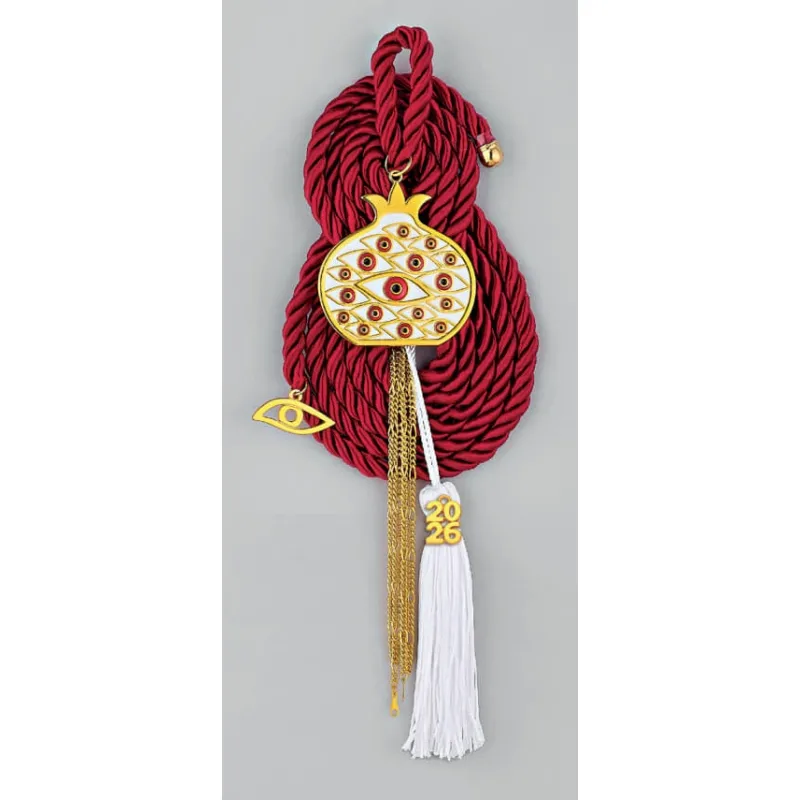 Adorex - Κρεμαστό Γούρι Με Μεταλλικό Ρόδι Με Μάτι, Κόκκινο EG-24088