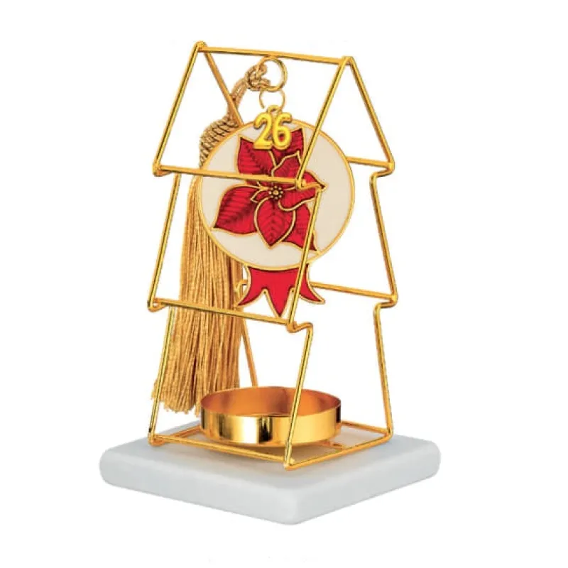 Adorex - Επιτραπέζιο Γούρι Σε Μάρμαρο Με Μεταλλικό Ρόδι Με Λουλούδι EG-25310