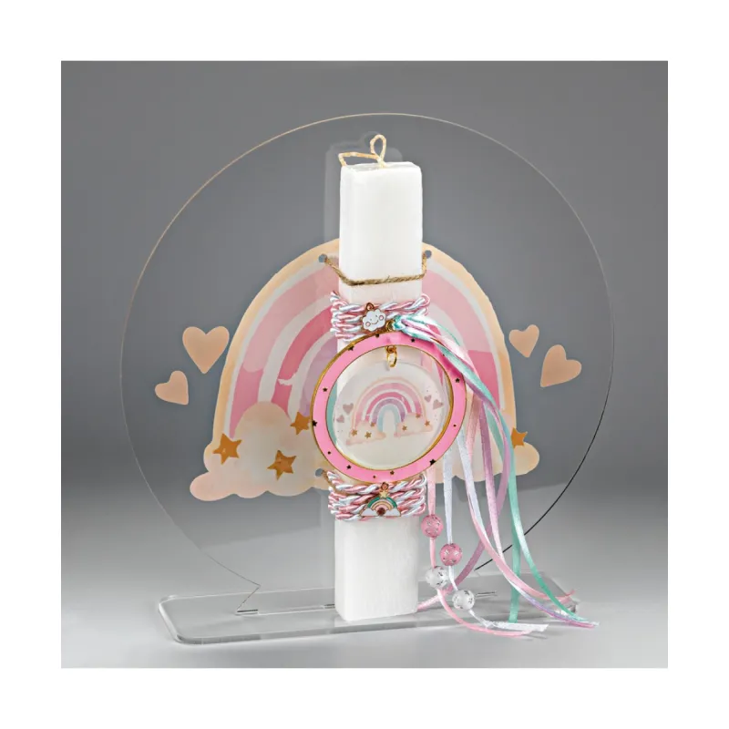 Adorex - Λαμπάδα Σε Βάση Plexiglass, Ουράνιο Τόξο EL749BS