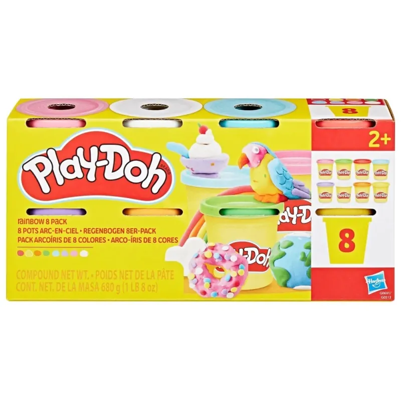 Hasbro Play Doh - Σετ 8 Βαζάκια, Rainbow G0691 (G0513)
