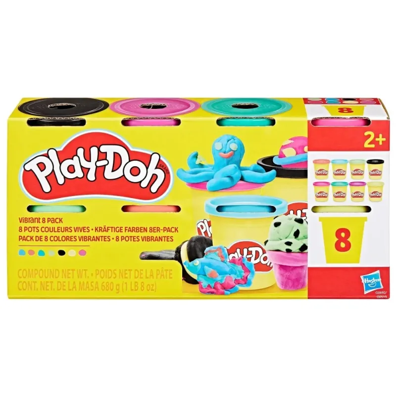 Hasbro Play Doh - Σετ 8 Βαζάκια, Vibrant G0692 (G0513)