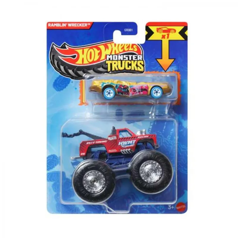Mattel Hot Wheels - Monster Truck Με Αυτοκινητάκι, Ramblin Wrecker JCG35 (GRH81)