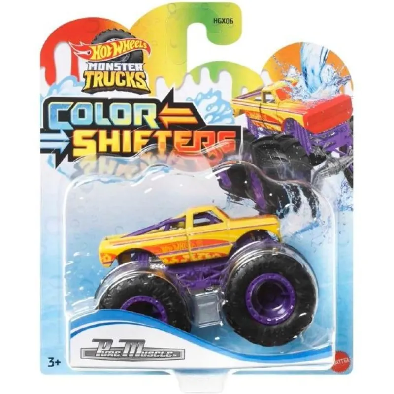 Mattel Hot Wheels - Monster Trucks, Color Shifters, Pure Muscle JDV89 (HGX06)