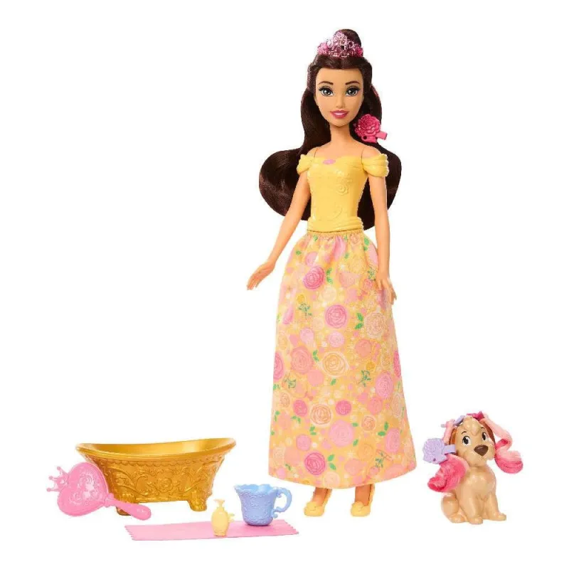 Mattel Barbie - Princess Bathe & Brush Κούκλα Πεντάμορφη και Σκυλάκι JFC42