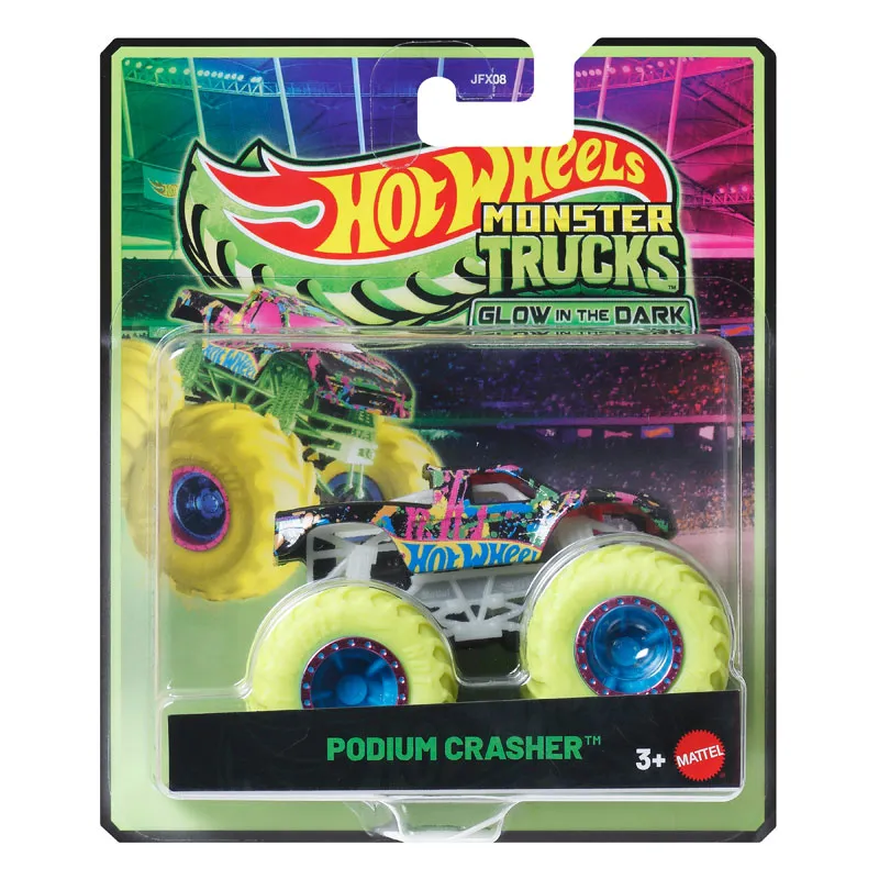 Mattel Hot Wheels - Monster Trucks, Glow In The Dark, Podium Crasher JFX09 (JFX08)