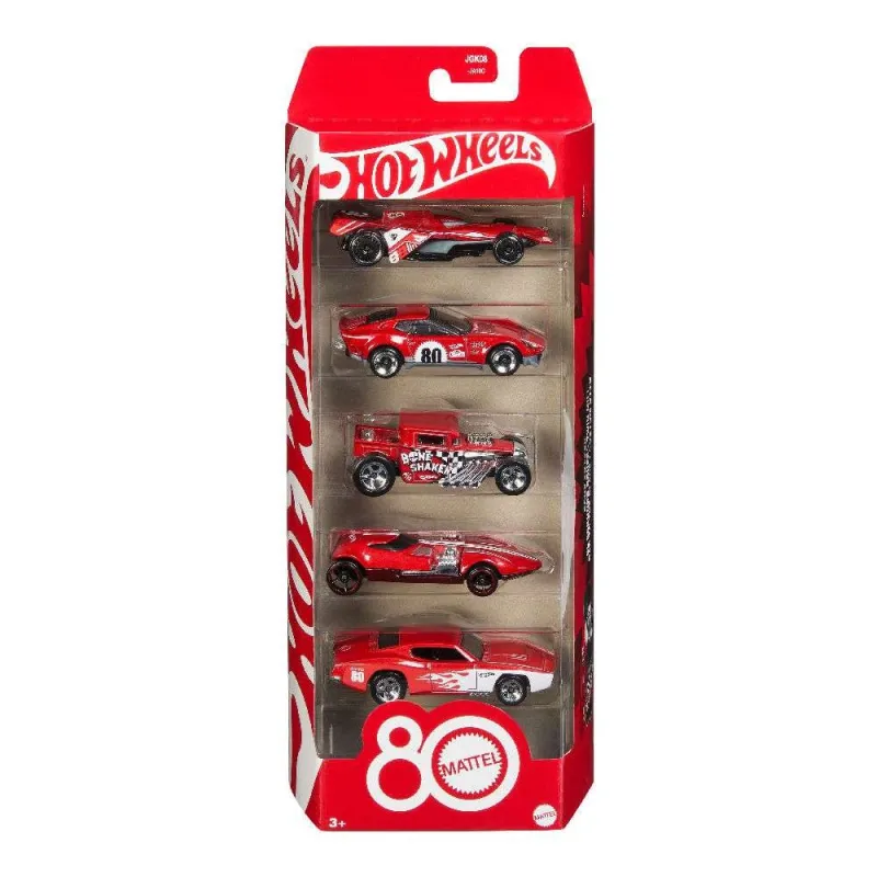 Mattel Hot Wheels - Αυτοκινητάκια Σετ των 5 80th Anniversary Die-Cast JGK08