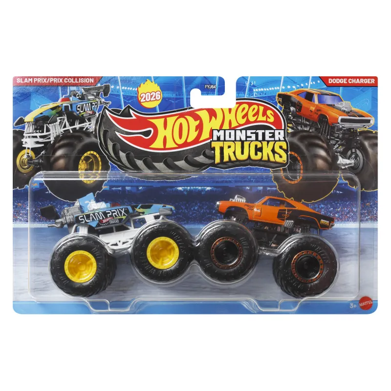 Mattel Hot Wheels - Monster Trucks, Slam Prix Vs Dodge Charger JHY87 (FYJ64)