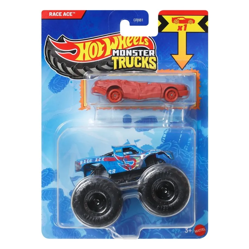 Mattel Hot Wheels - Monster Truck Με Αυτοκινητάκι, Race Ace JJT64 (GRH81)