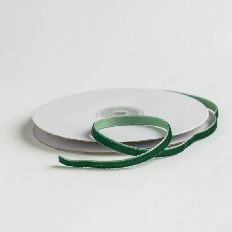 Kyriacou - Κορδέλα Βελούδο Με Ουγιά, 7mmX10M, Green Dark JVEL10XX-XXXXX7-65XXXX