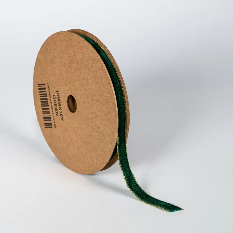 Kyriacou - Κορδέλα Βελούδο Με Μεταλλικά Ουγιά, 10mmX9M, Green Dark JVELMEXX-X10XX9-65XXXX