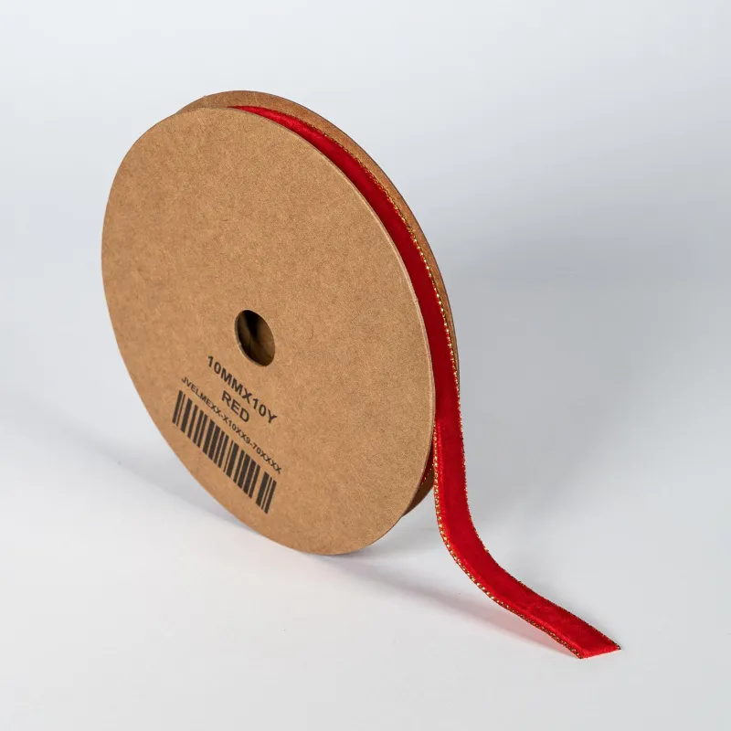 Kyriacou - Κορδέλα Βελούδο Με Μεταλλικά Ουγιά, 10mmX9M, Red JVELMEXX-X10XX9-70XXXX