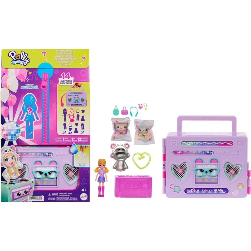 Mattel - Polly Pocket, Disco Fashion Reveal , Κουκλίτσα & Σετ Παιχνιδιού με Εκπλήξεις HRD65