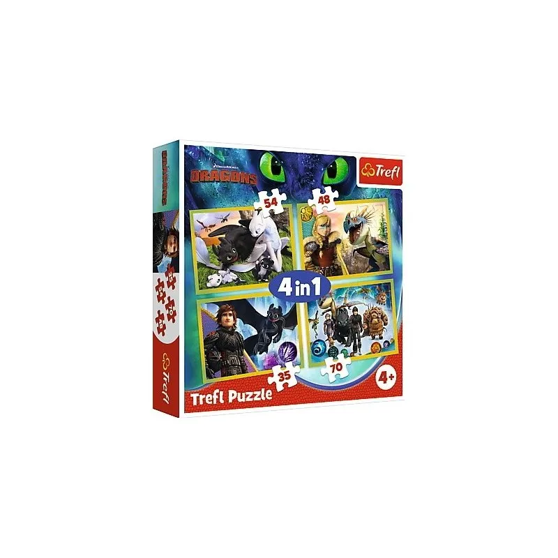 Trefl – Puzzle 4 in 1 How To Train Your Dragon 35/48/54/70 Pcs 34341