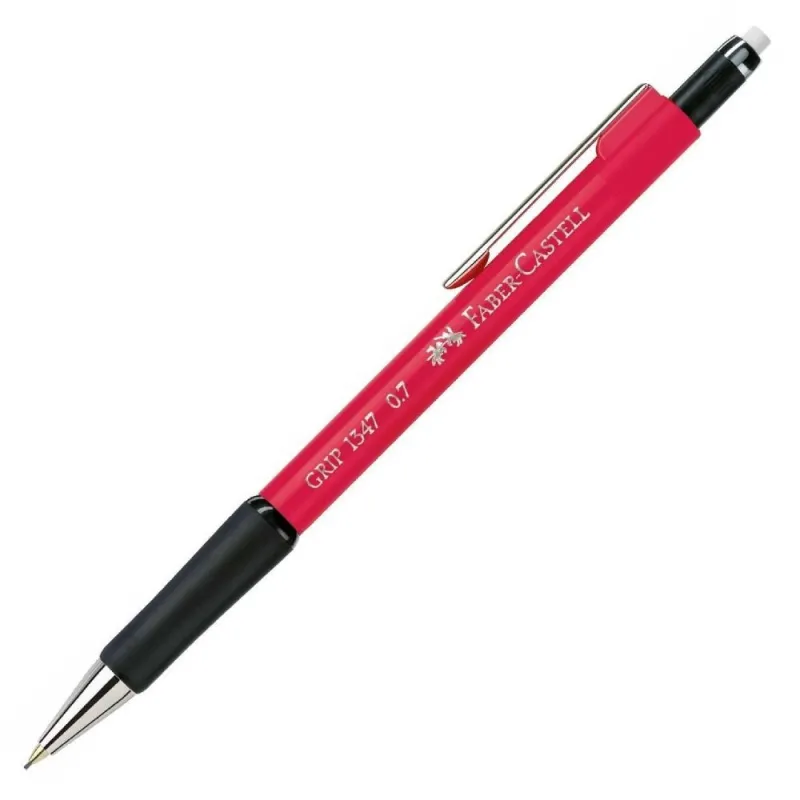Faber Castell - Μηχανικό Μολύβι Grip 1347 Με Γόμα, 0.7mm Red 134726