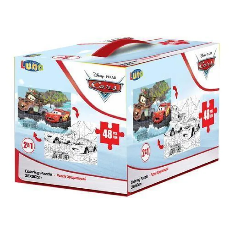 Luna - Puzzle Χρωματισμού - Κύβος 2 Όψεων 48 Pcs 50x35Εκ Cars 562642