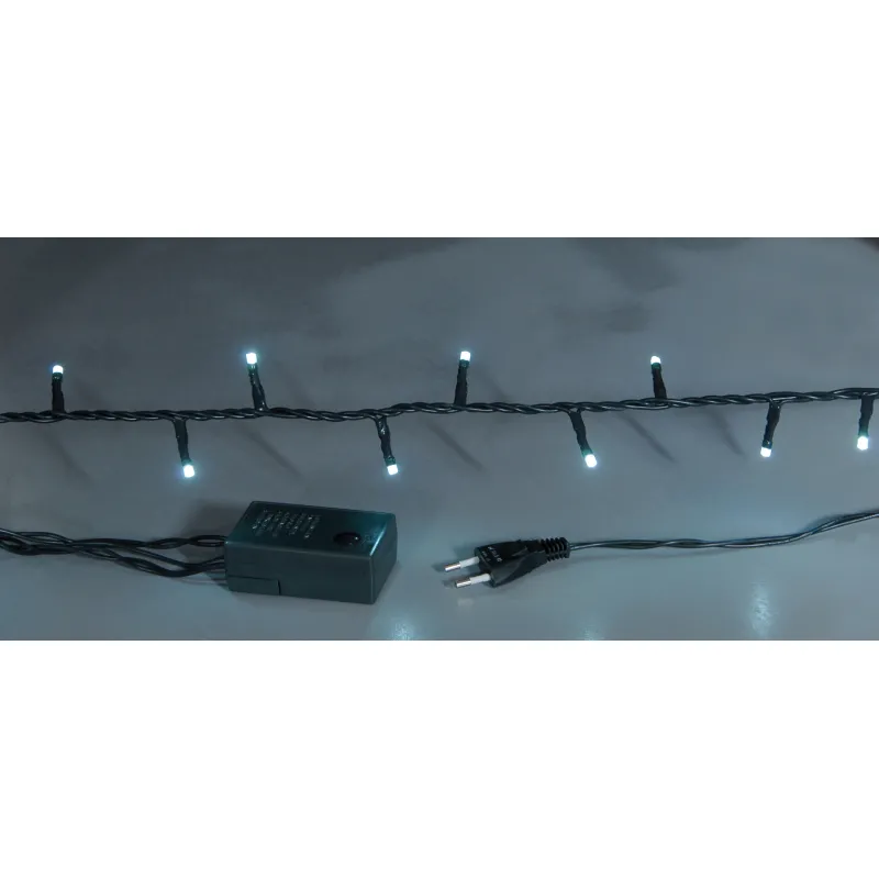 Χριστουγεννιάτικα Φωτάκια – 100 Λαμπάκια Με Πρόγραμμα , Πράσινο Καλώδιο , Λευκό Λαμπάκι (Πάγου) 6,5 Μέτρα 58954