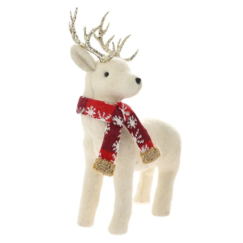 Iliadis - Λευκός Τάρανδος Με Κόκκινο Κασκόλ Με Χιονονιφάδες 20x11x35 εκ 78879