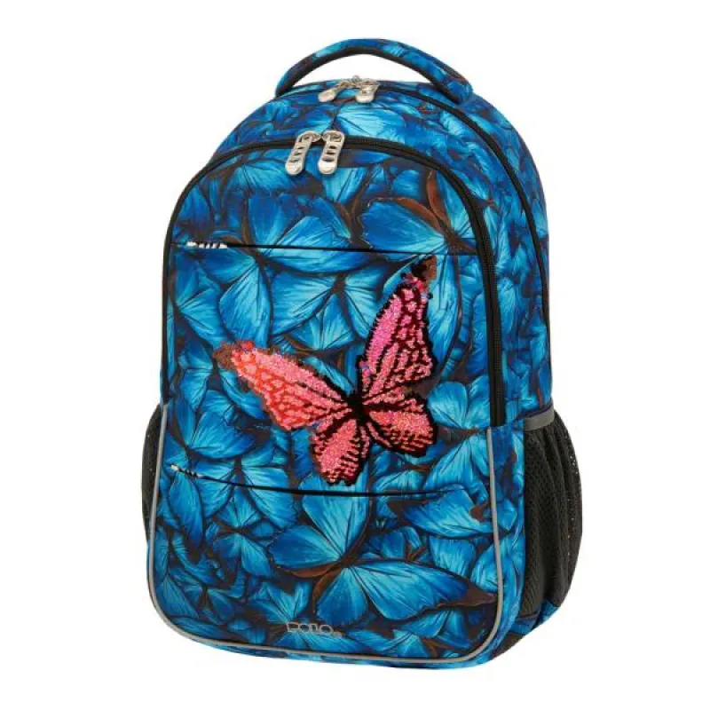 Polo - Σακίδιο Πλάτης Gem, Butterfly 2023 9-01-035-8198 + Δώρο Διορθωτική Ταινία Edding