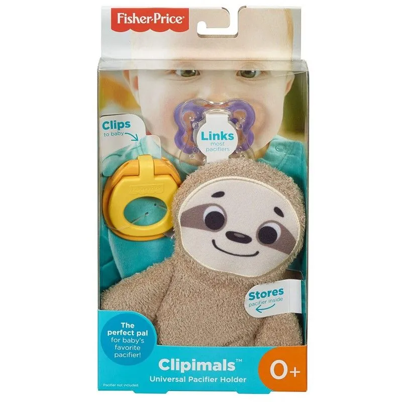 Fisher Price - Clipimals Λούτρινο Ζωάκι Με Λαβή Πιπίλας Βραδύπους GKC48 (GKC49)