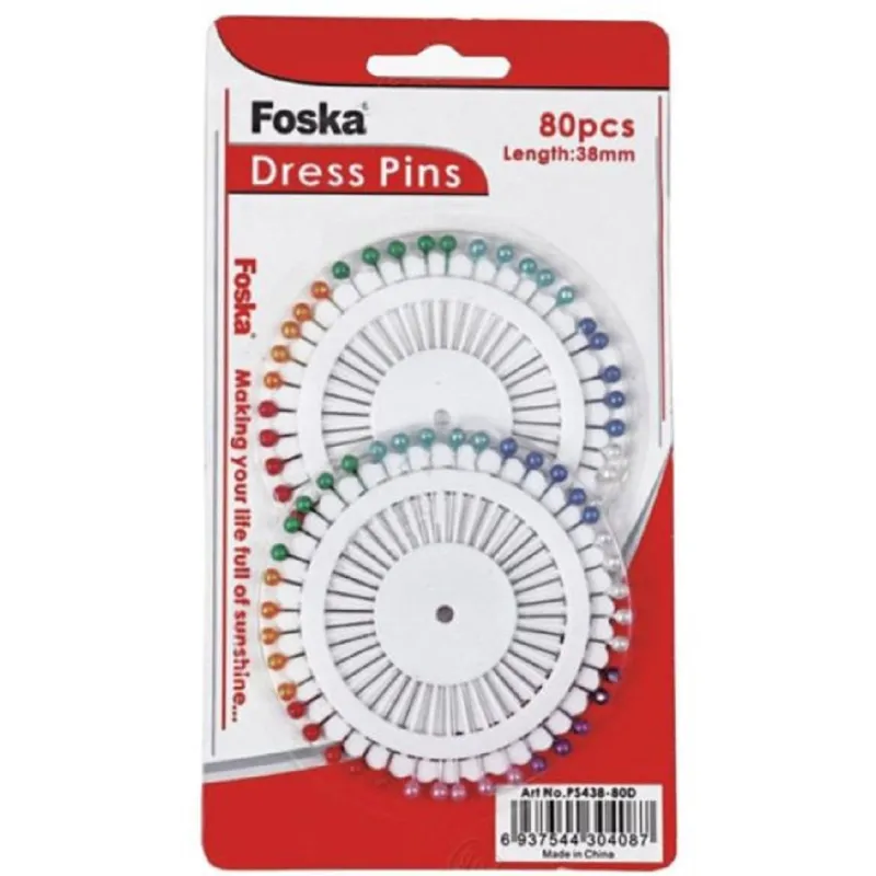 Foska - Καρφίτσες Με Κεφάλι 38mm 80 Τεμάχια PS438-80D
