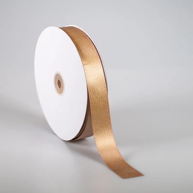 Kyriacou - Κορδέλα Σατέν Διπλής Όψης, Μεταλλικό Νήμα Με Ουγιά, 25mmX50M, Beige SAPMXXXX-X25X50-03XXXX