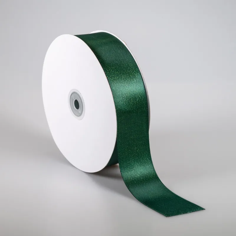 Kyriacou - Κορδέλα Σατέν Διπλής Όψης, Μεταλλικό Νήμα Με Ουγιά, 38mmX50M, Green Dark SAPMXXXX-X38X50-65XXXX