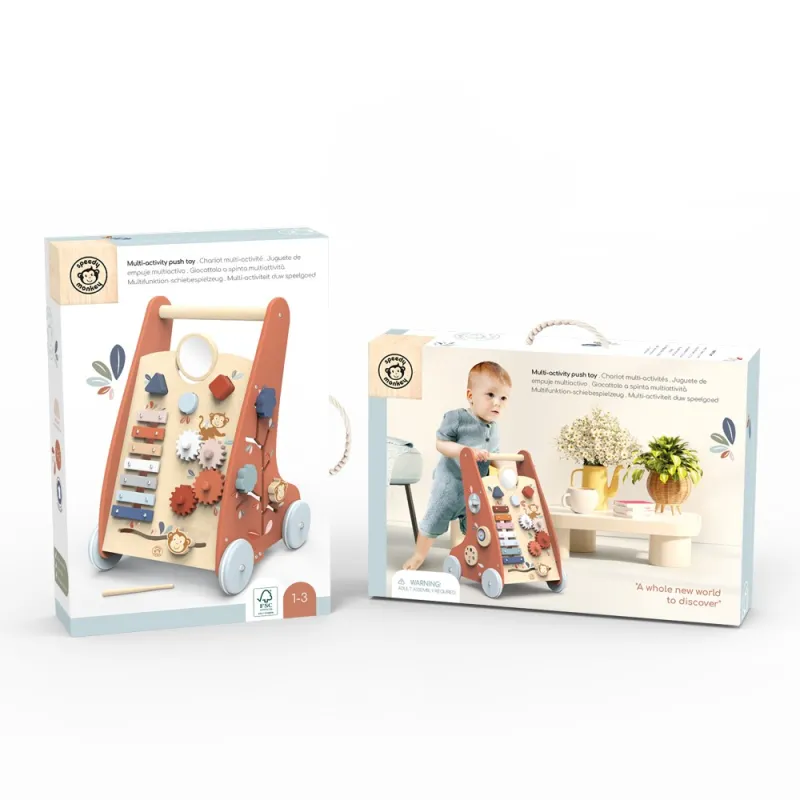 Speedy Monkey - Ξύλινη Περπατούρα Με 9 Δραστηριότητες 46,5×31,5×49,5εκ SP1002