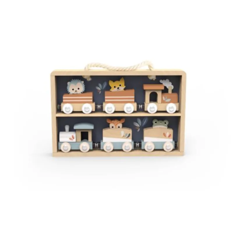 Speedy Monkey - Συλλογή 6 Ξύλινων Τρένων 27,8×3,6×18 cm SP1033
