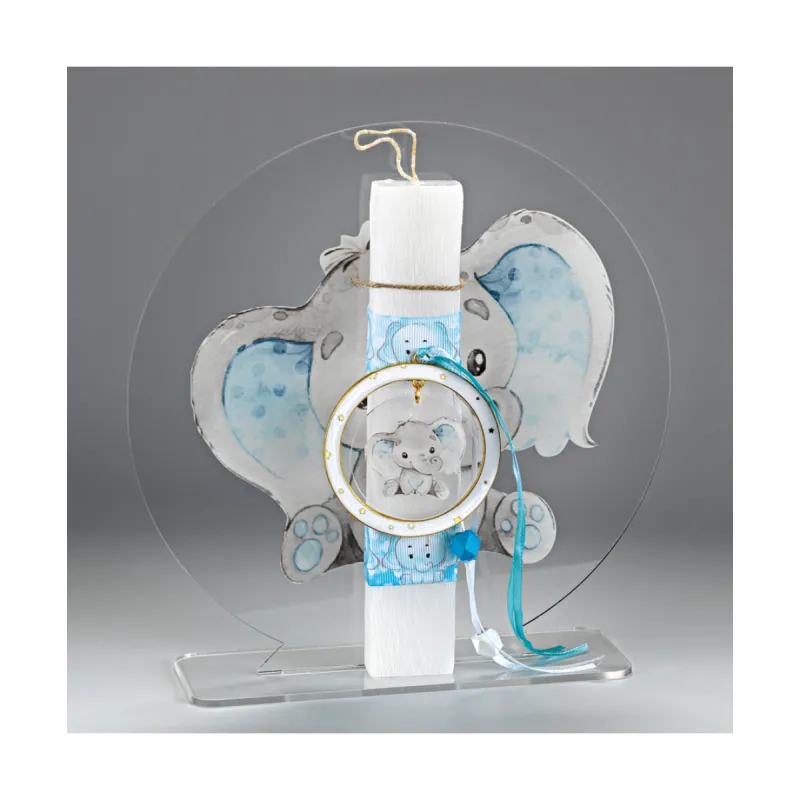 Adorex - Λαμπάδα Λευκή Σε Βάση, Ελεφαντάκι EL743BS