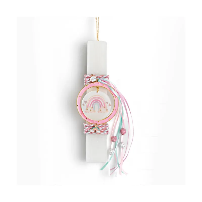 Adorex - Λαμπάδα Λευκή, Ουράνιο Τόξο EL749