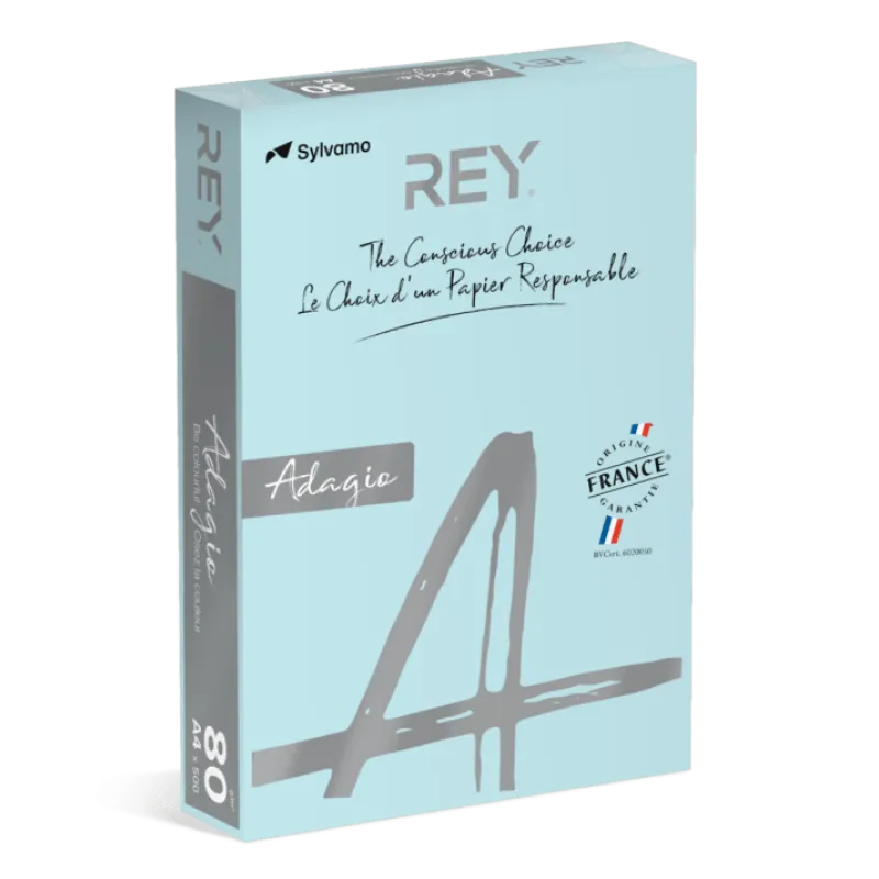 Rey - Χαρτί Εκτύπωσης Adagio Χρωματιστό, Sky Blue A4 80gr 500 Φύλλα (1 Δεσμίδα) 71056