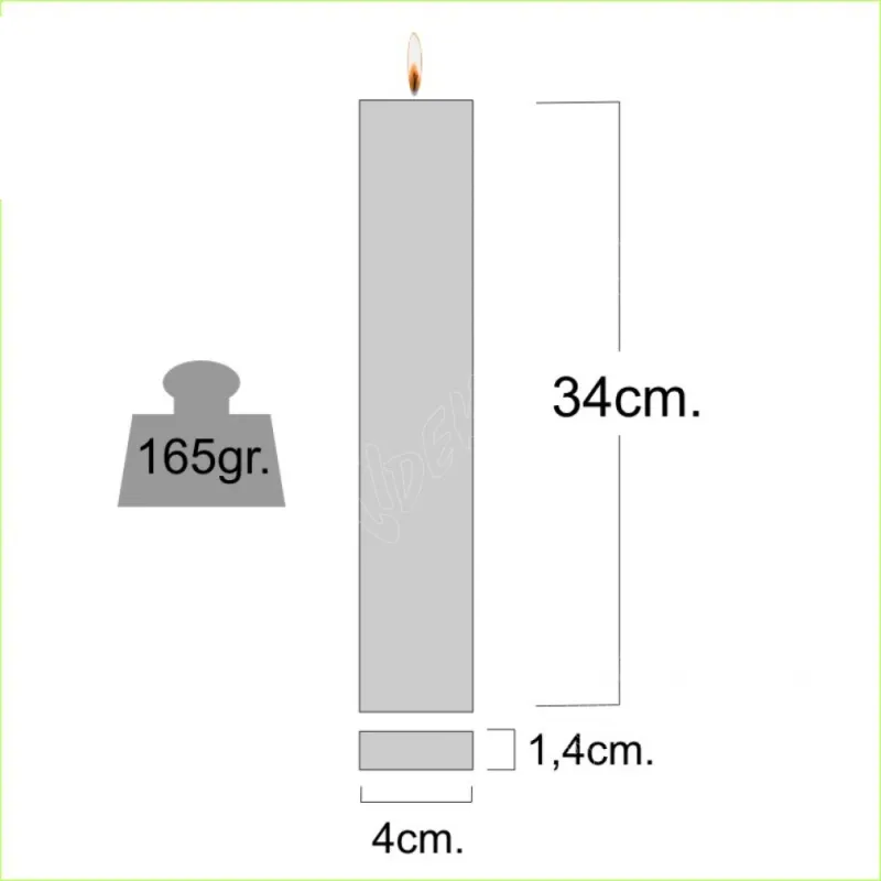 Dekor Candles Κερί - Χρωματιστό Αρωματικό Σούπερ Πλακέ Ξυστό Γκρι 34 εκ 08.7.SPL