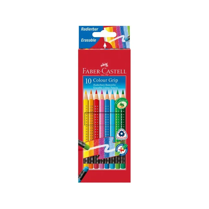 Faber Castell - Ξυλομπογιές Erasable Grip Με Γόμα 10 Τμχ 116613