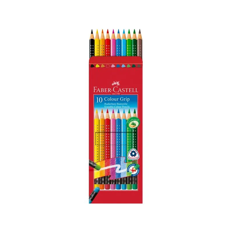 Faber Castell - Ξυλομπογιές Erasable Grip Με Γόμα 10 Τμχ 116613