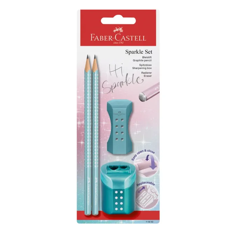 Faber Castell - Σετ Mολυβιών Grip Sparkle Roll On, Light Blue 118282