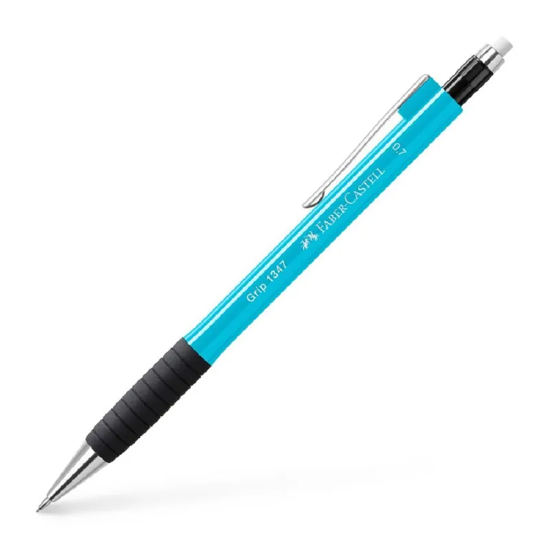 Faber Castell - Μηχανικό Μολύβι Grip1347 Με Γόμα, 0.7mm Light Blue 134713